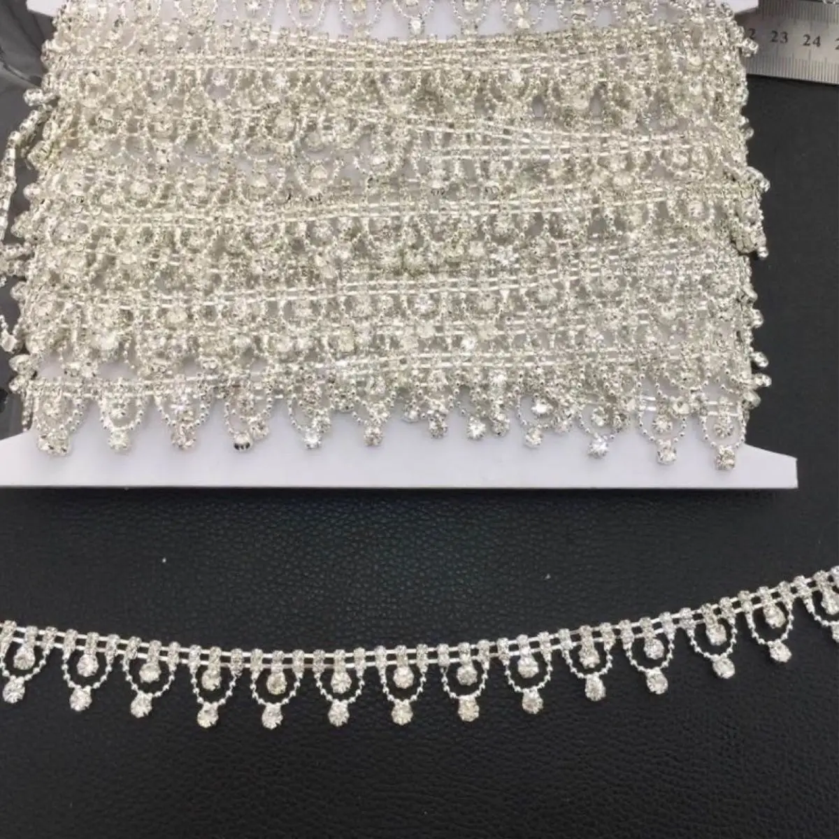 تاج قلادة حجر الراين هامش سلسلة DIY إعداد مخلب لحجاب الزفاف خوذة الأحذية الديكور التبعي