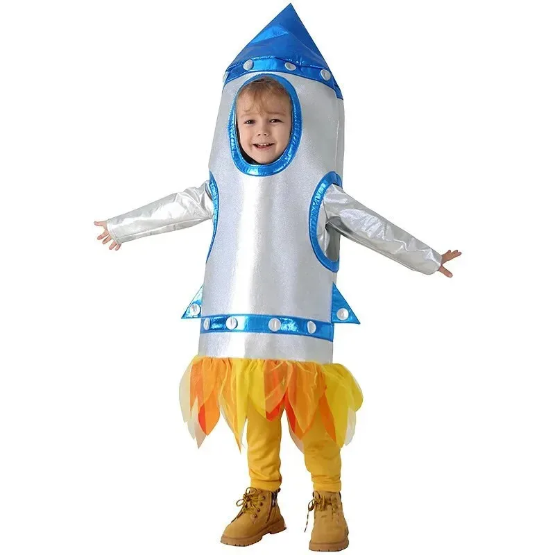 2025 New  Child Girls Astronaut Spaceman Jumpsuit Fancy Dress Up Boys Kids Robot Costume Toddler 3D Rocket Halloween Costume ★ ★