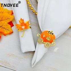 Conjunto de anéis de guardanapo de ação de graças, 6 peças, colheita de abóbora, carro, folha de bordo, suporte de guardanapo para halloween, outono, decoração de mesa de jantar