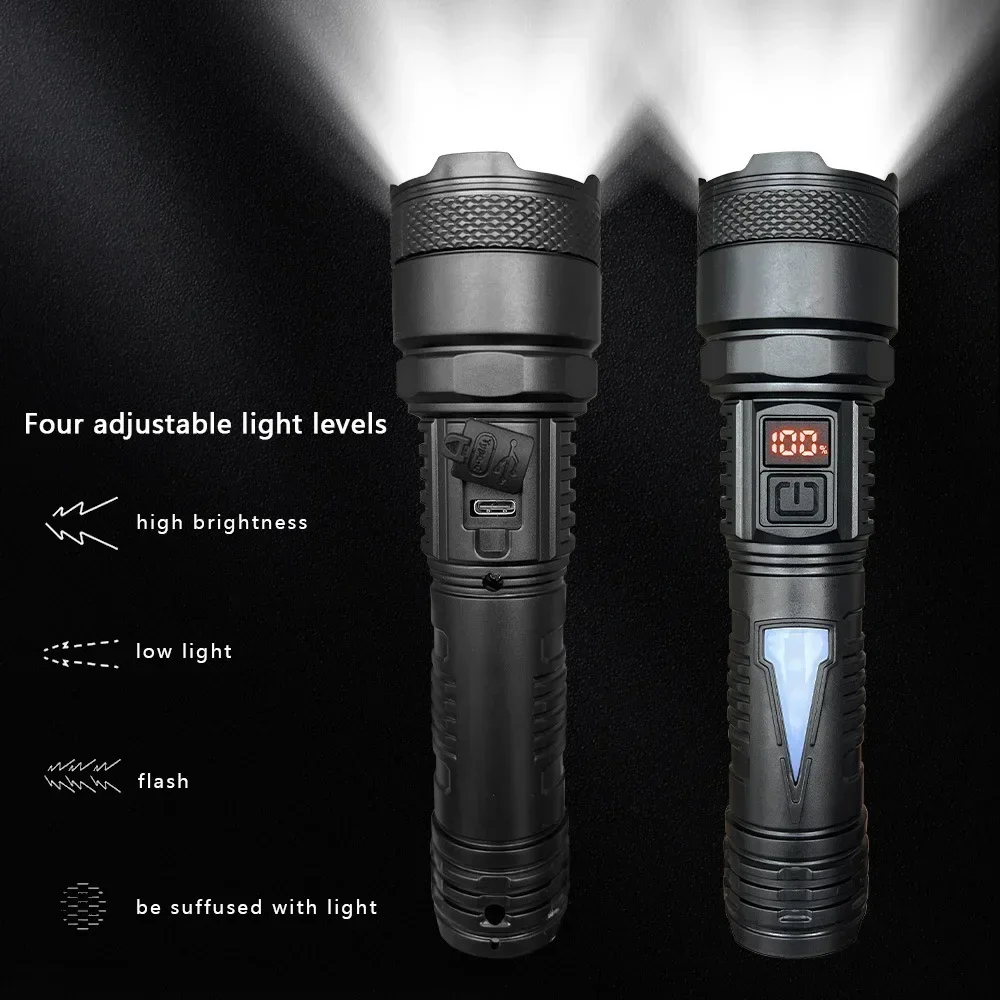 1500W Super Portable Rechargeable Led Lamp Built-in BatteryWaterproof High Power Led Flashlight White Laser Outdoor Torch Light