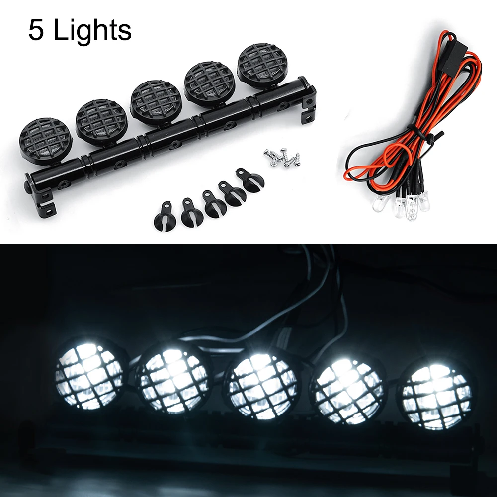 AXSPEED White Spotlight 4/5/6 LEDS Roof Lamp Light Bar for Axial SCX10 II Wraith TRX-4 1/10 RC Model Car Truck Decortion Parts