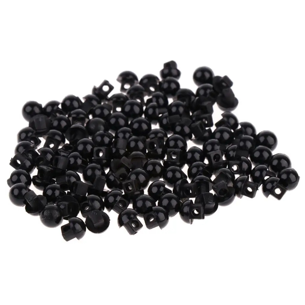 Set of 100 6mm Solid Black Domed Buttons Eyes Nose for Teddy Doll