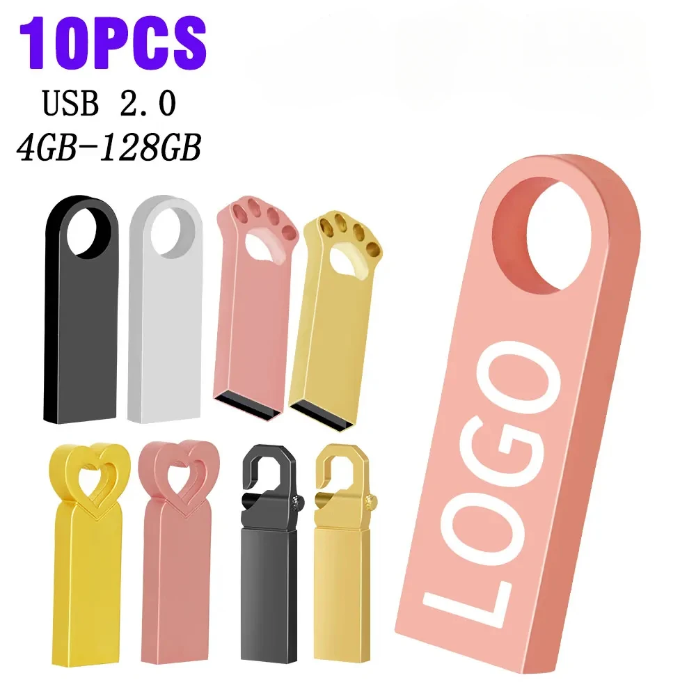 

10PCS USB 2.0 Flash Drive 64GB 32GB High speed Pen drive 16GB Memory stick Creative gift U disk