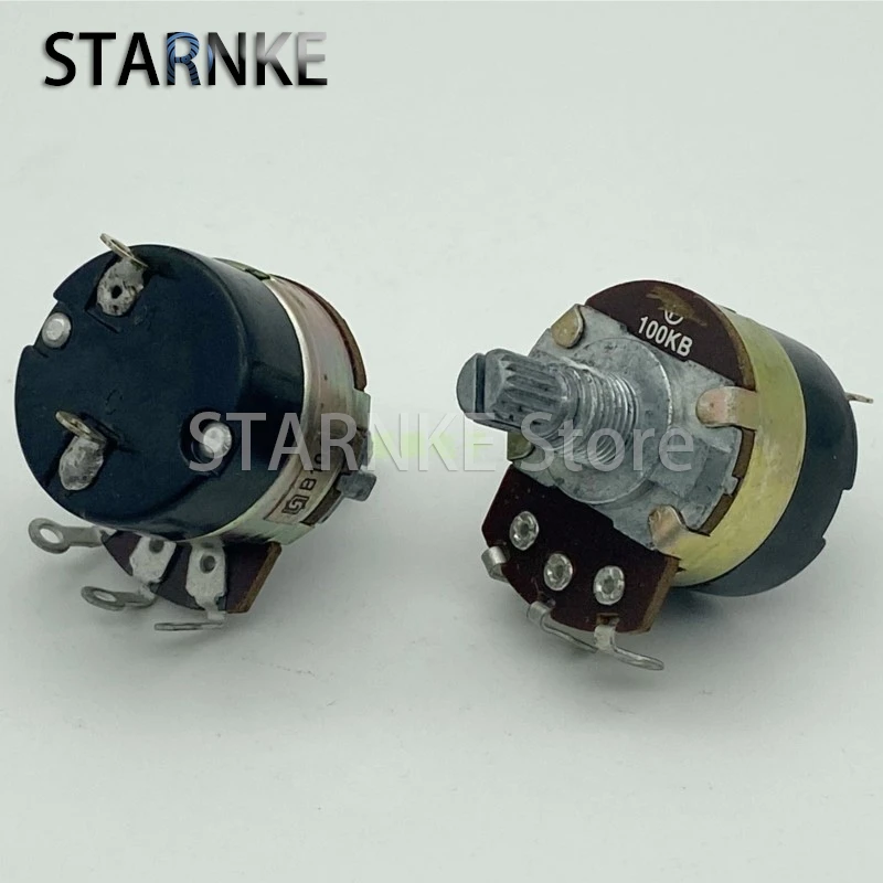 2PCS WH138 Type B100K Single Potentiometer With Rotary Switch B104 Speed Adjustment Desk Lamp Dimming Flower Shaft 15mm