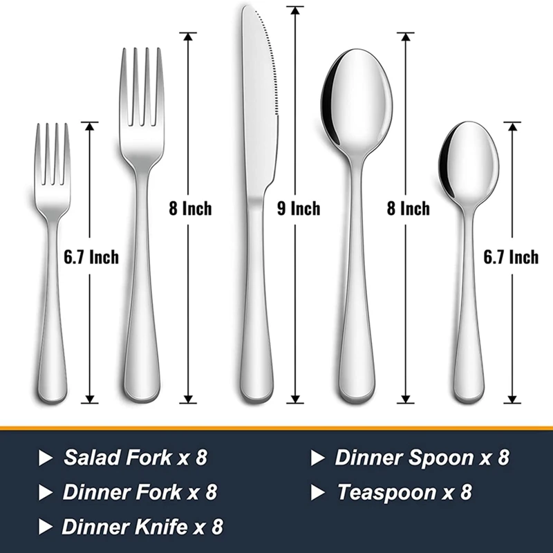 45-Piece Silverware Set With Serving Utensils For 8, Flatware Cutlery Set For Home And Restaurant, Fork Spoon Knife Set