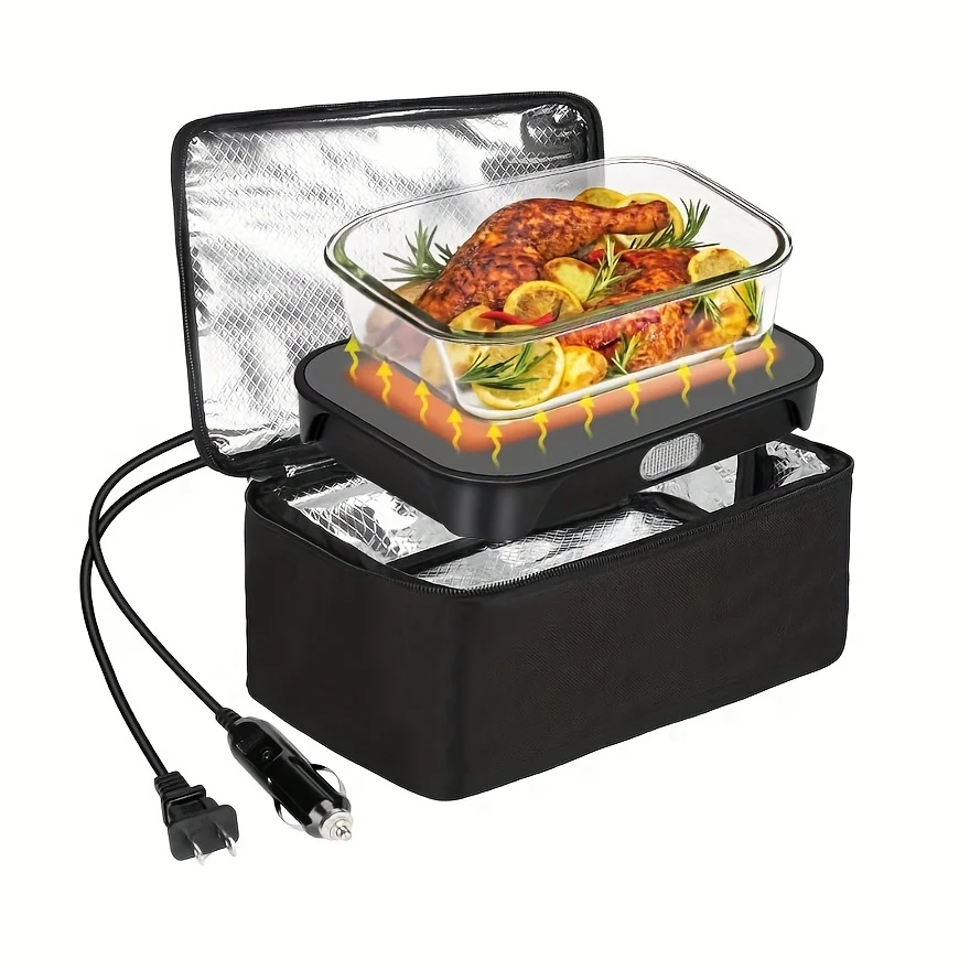 

3in1 Portable Microwave Food Warmer, 80W Fast Heating Personal Mini Portable Oven Electric Lunch Box, 12V/24V/110V Heated