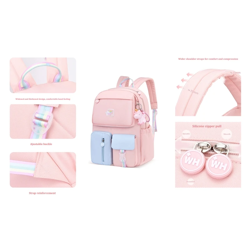 Ransel Fashion dengan Liontin Lucu untuk Remaja Perempuan Tas Sekolah Dackpack Travel