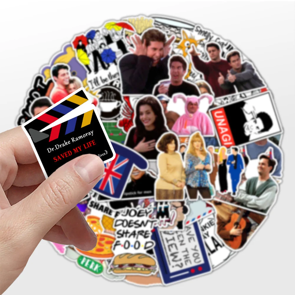 10/30/50Pcs Classic Vintage TV Show Friends Stickers Toy Funny Cartoon Decal DIY Phone Laptop Diary Decoration Sticker Kids Gift