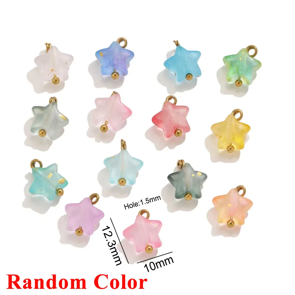 12pcs Mini Mixed Color Acrylic Star Sparkling Pendants 12.3*10mm DIY Necklaces Earrings Jewelry Accessories Wholesale Bulk