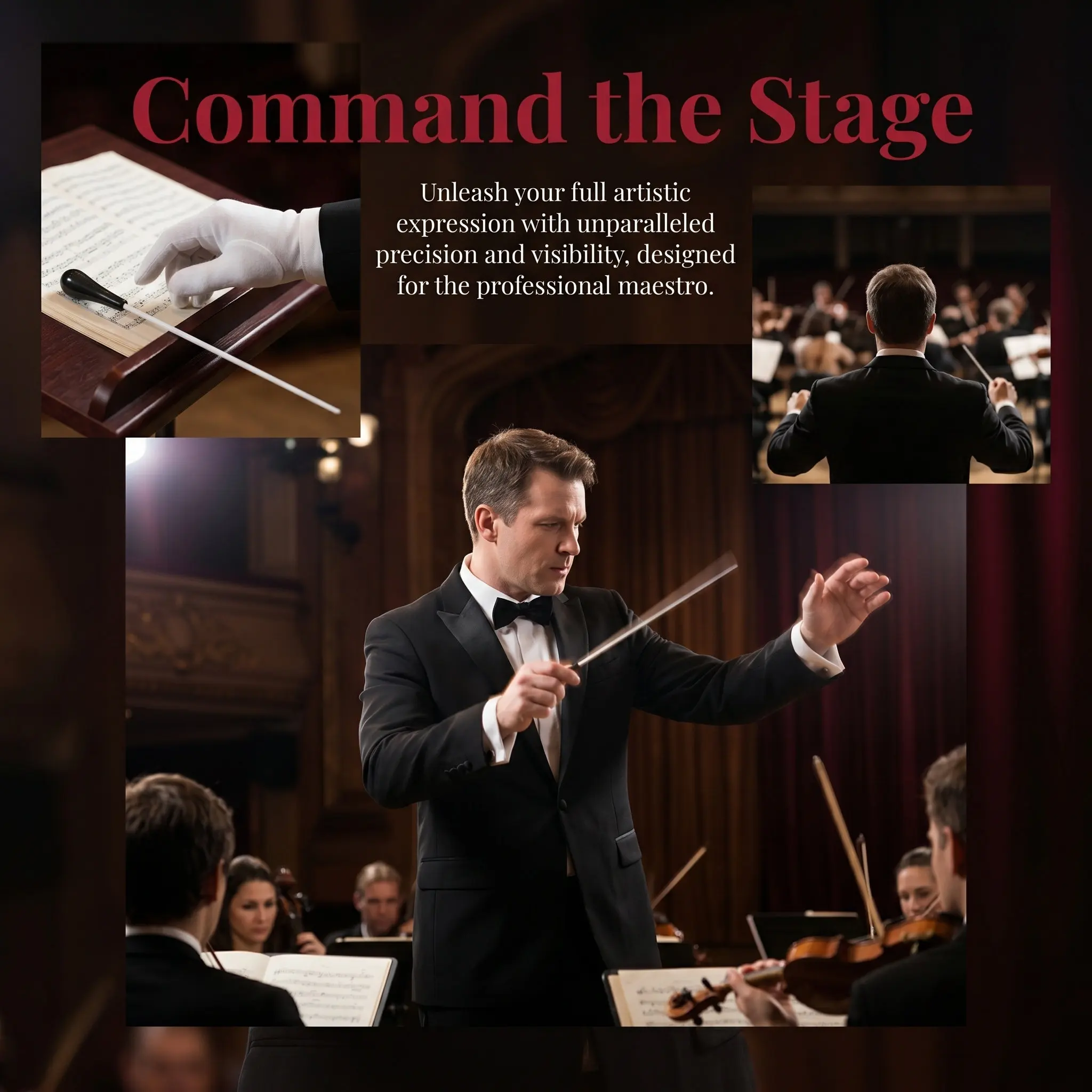3Pcs Conductor Professional Reflective Coating Smooth Grip Musical Performance Prop Stick Orchestra Symphony Rehearsal