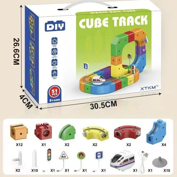 Electric Magnetic Track Set STEM Building Toy with Anti-Gravity Vehicles 100+ Pieces DIY Railway Model Creative Gift for Kids