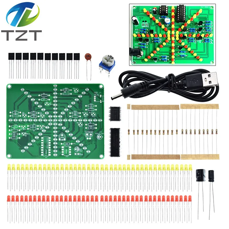 

NE555 + CD4017 Fireworks Red Yellow Double Color Flashing Lights DIY Kit Strobe Electronic Practice Learning Kits Suite Parts