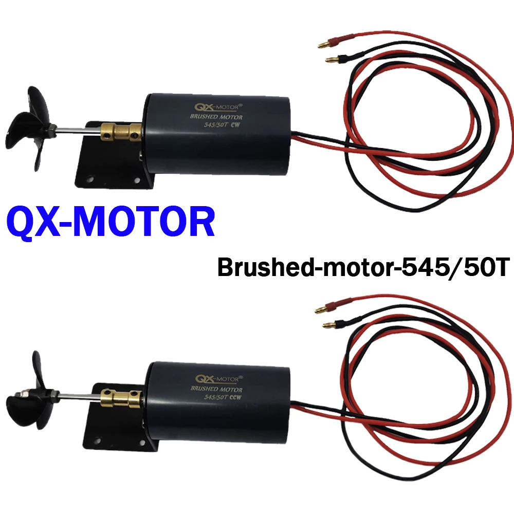 QX-MOTOR 12V 16V 545 50T CW/CCW brush type underwater propeller motor with 20A 30A ESC suitable for nested trawl/duck boat