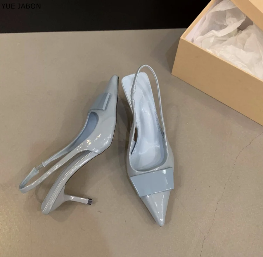 

2026 Blue Summer High Heel Women Sandals Fashion Pointed Toe Singbacks Shoes Design Style Trend Banquet Party Sandalias Shoes