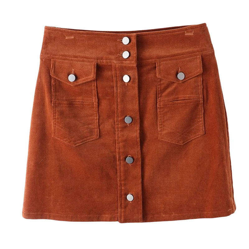 

Norno E Station Весна 2025 Новая вельветовая юбка-трапеция с одной пуговицей, сексуальная, с высокой талией, однотонная, для офиса