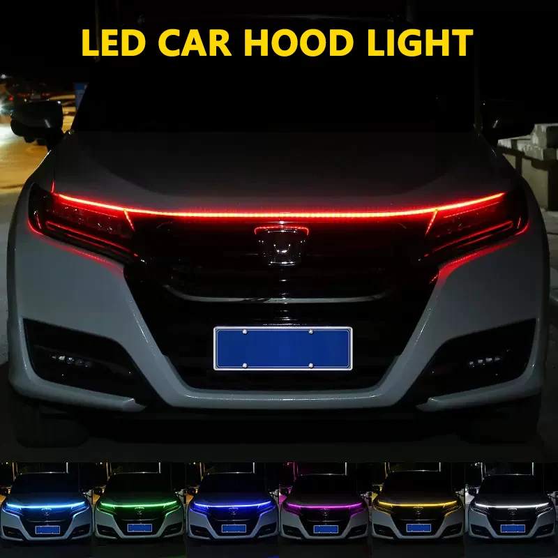 

2021 Newest Car Led Light Strip For Car Hood Flexible Daytime Running Light Led Surface Decoration Decor Lights Universal