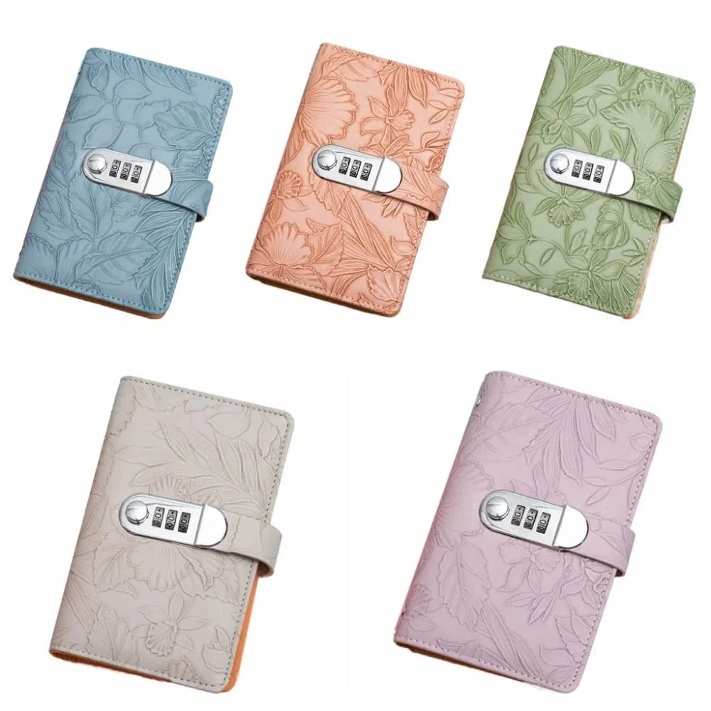 50Sheets Saving Money Binder Emboss Flower PU Leather Budget Binder with Lock Wallet Storage Refillable Planner Organizer