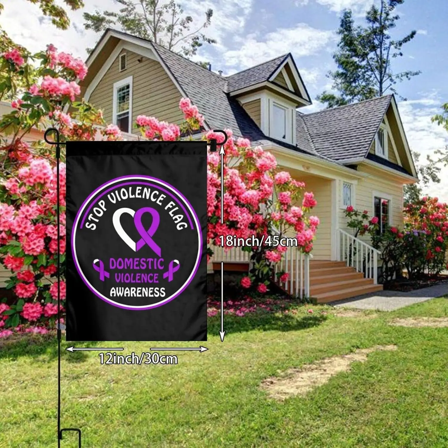 Stop Violence Flag Domestic Awareness Garden Durable And Uv Fade Resistant Banner Double Side For Indoor/Outdoor Decoration Holi