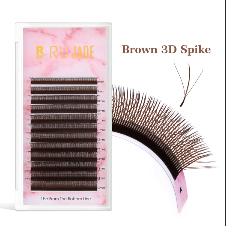 NEU Braune 3D Fairy W-förmige Wimpernverlängerung, braune 4D handgewebte Wimpern, vorgefertigte Fächerwimpern, 2D 5D Clover Wimpern, 3D Fairy Spike Wimpern – Detail 10