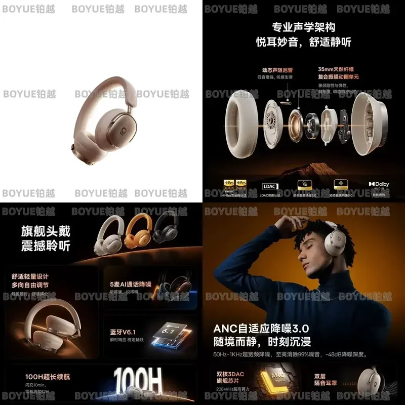 Wireless Bluetooth Headset Active Noise Cancelling Over Ear Gaming Headphones Long Battery Life Esports Mic For Inspire XH1