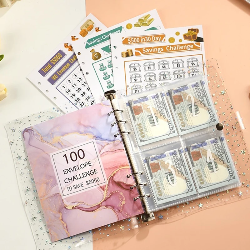 100 Dagen 100 Envelop-Besparingen Uitdaging Om Geld Te Besparen Uitdaging Binder Notebook Cash Budget Organizer Geld Besparen Spel