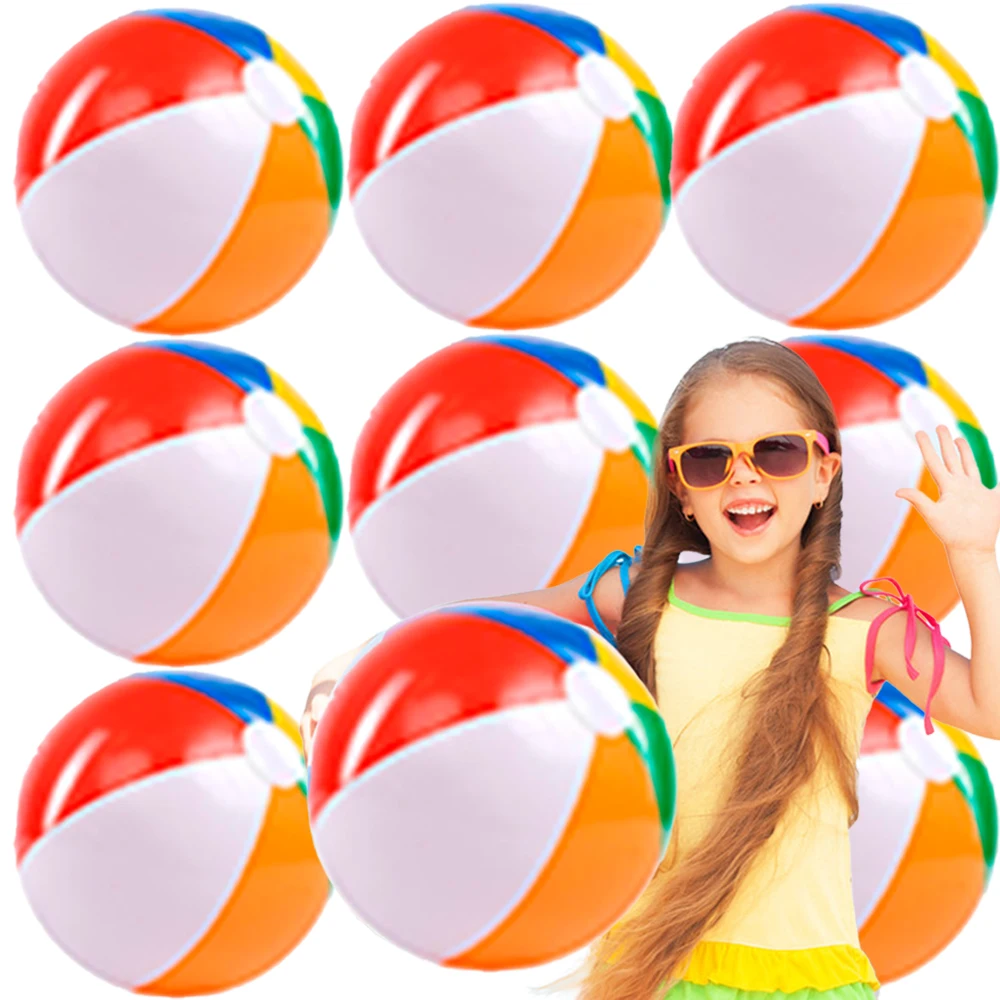 9Pack Rainbow Beach Balls 12'' Inflatable Ball For Songkran Festival, Kids Birthday, Beach Water Games, Swimming Pool party