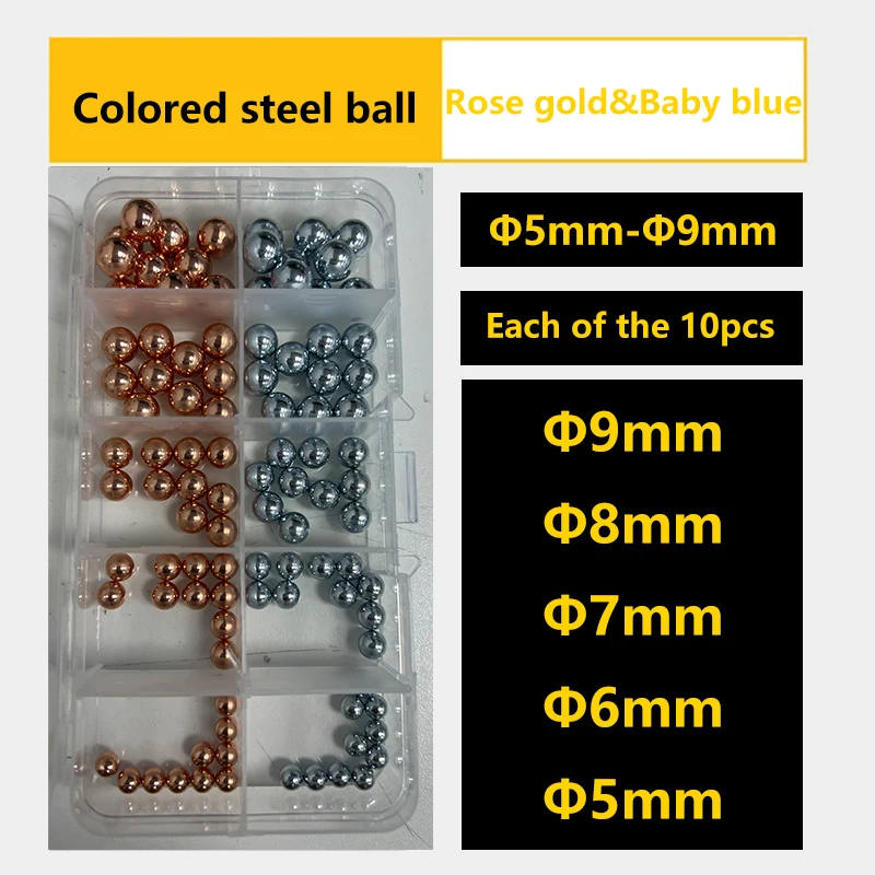 Color Steel ball Slingshot Metal ball 5/6/7/8/9mm Solid steel ball, plated rose gold, gold, light blue, green bearing ball kit