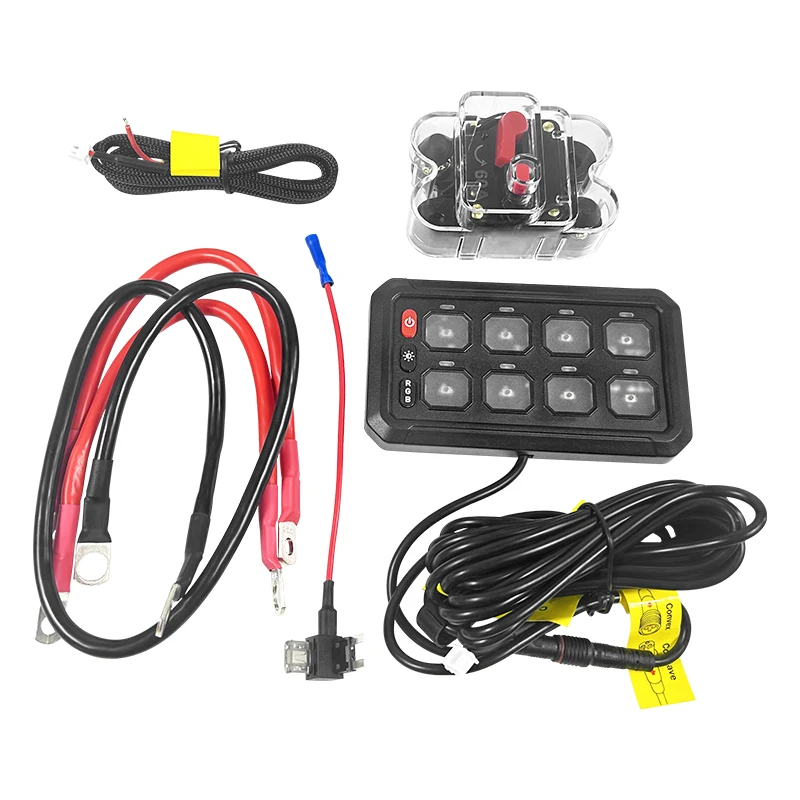 New 8 Gang Dual Switch Panels Dimmable 12V/24V Vehicle Power Control Automatic Switch Pod Panel Circuit Box Relay System for