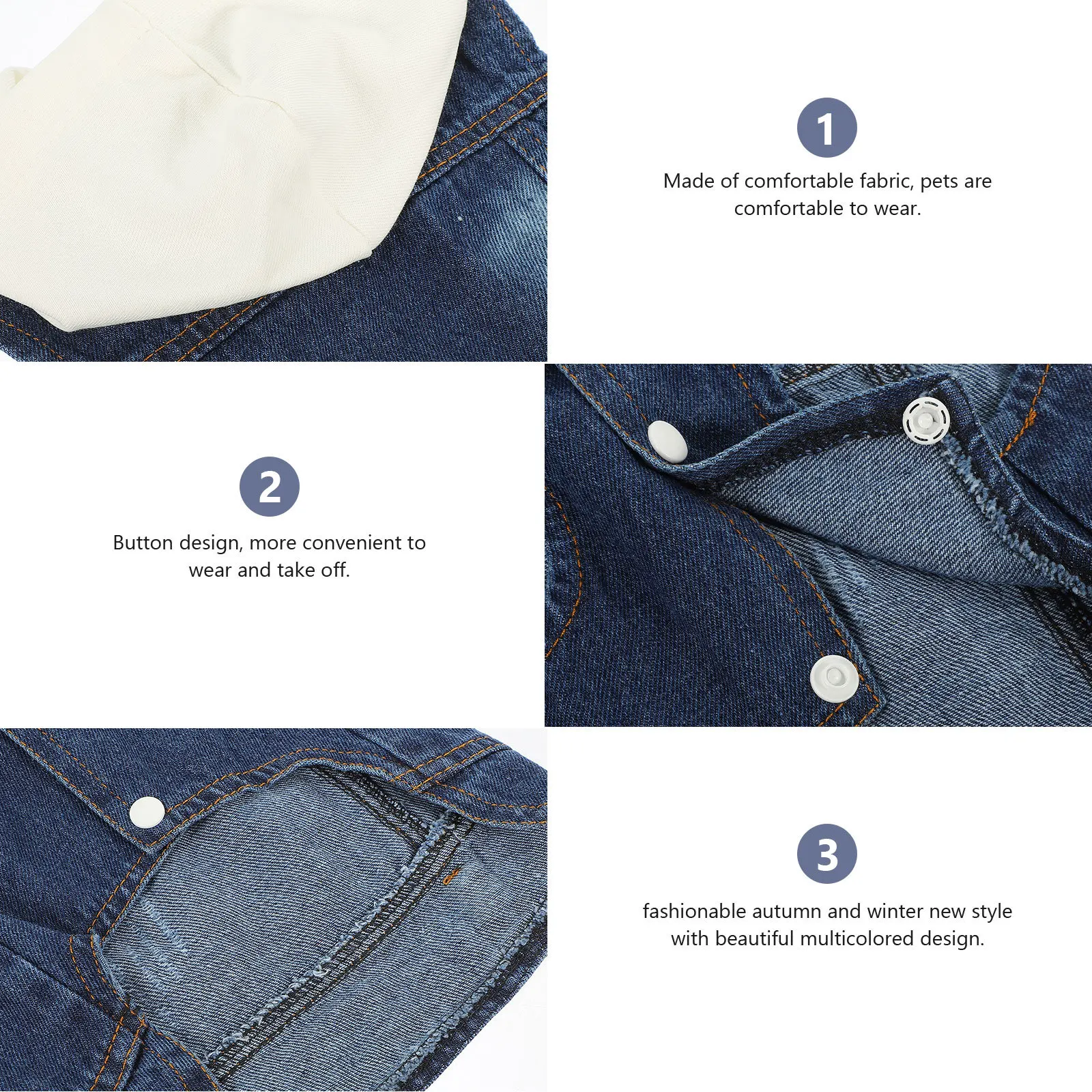 

Fashionable Pet Vests Denim Jacket Summer Heat Protection Stylish Gift for Dogs Size L White Pet Vests Denim Jacket