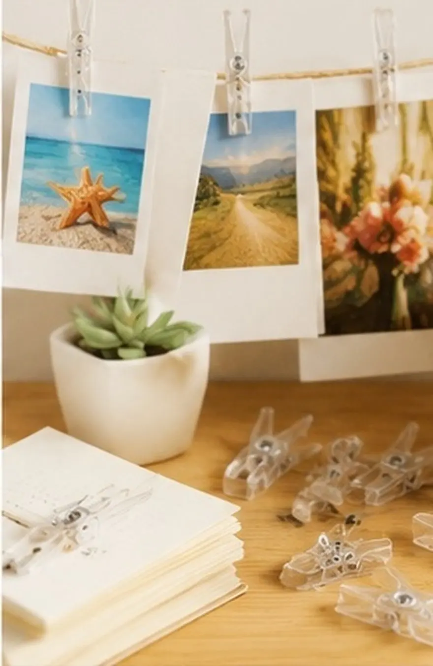 50Pcs Mini Clothing Clips Transparent Plastic Spring Pegs for Photo Hanging Craft Decoration Utility Clear Clamps
