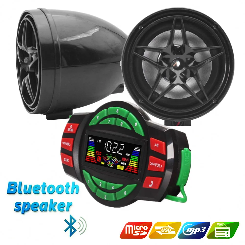 

12V Motorcycle UTV ATV Bluetooth Amplifier Sound System Hand-free Speakers FM USB Audio System Stereo 3 Inch Speakers