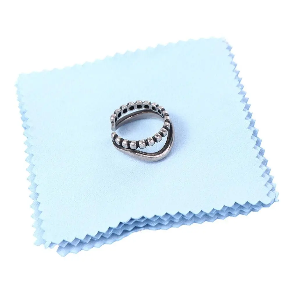 50Pcs 8x8cm Jewelry Cleaning Cloth Soft Fabric Double-Sided Silver Polish Cleaner Household Reusable Cleaning Polishing Cloth