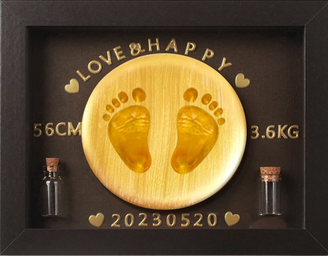 Newborn Full Moon 100 Days Commemorative Gift Baby Hand and Foot Prints Clay Hand and Foot Prints Photo Frame Souvenir Baby