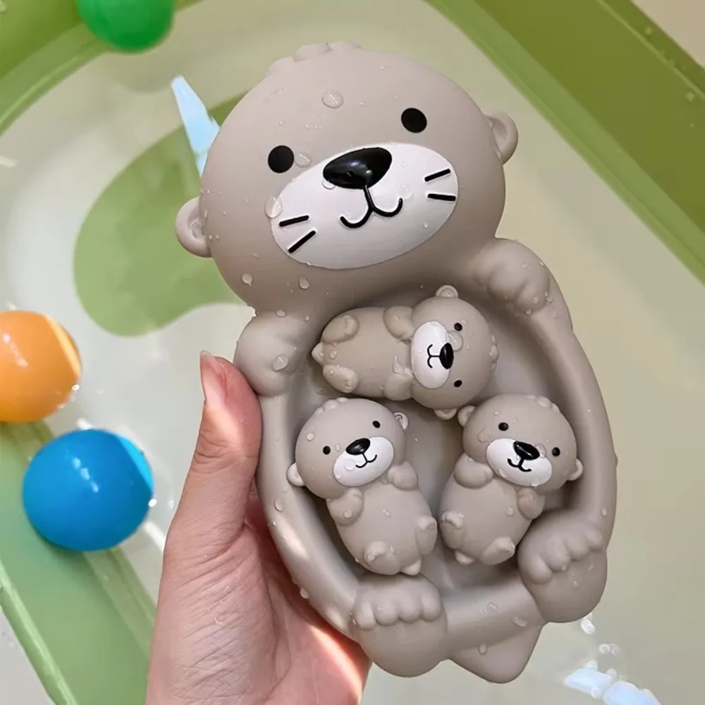 New Soft Silicone Toy Cognitive Otter Bathroom Otter Family Set Sealed Floating Bathtub for For Gifts
