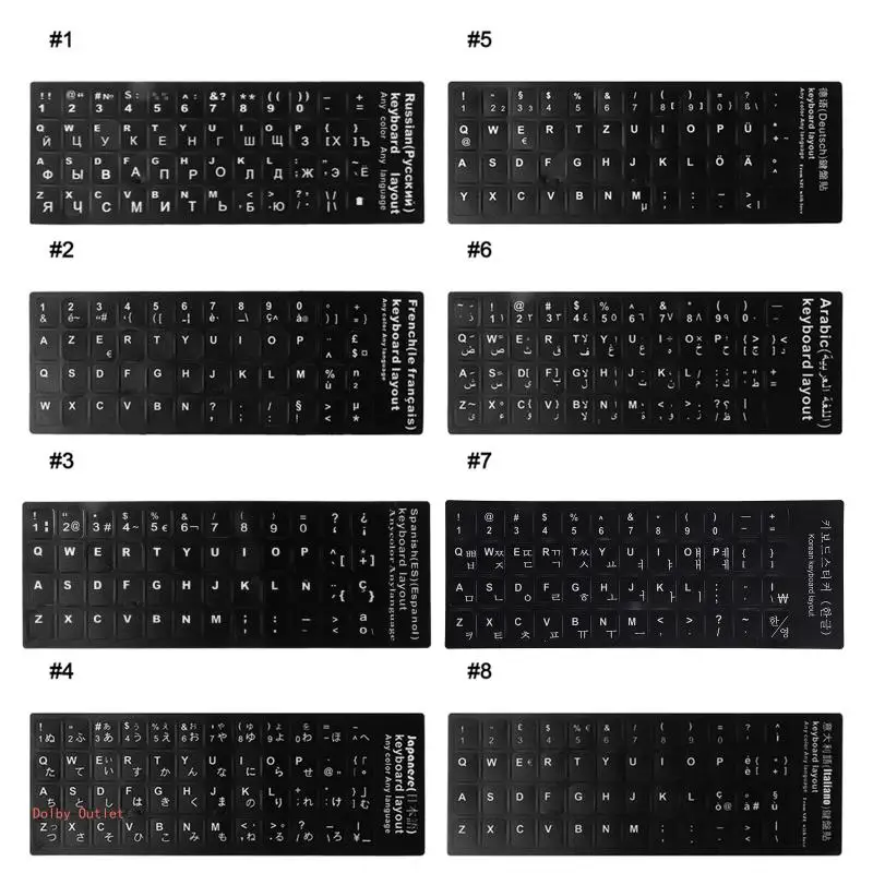 Super Russian French/Spanish/Japanese/German/Arabic Keyboard Stickers