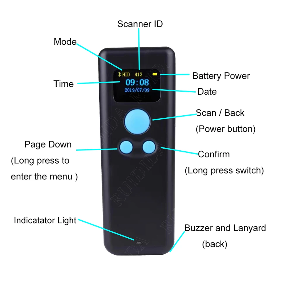 Mini Code Scanner Portable Pocket Bar code Reader 1d Wireless Scanner Bluetooth Bar code Reader Compatible with iPad iPhone PC