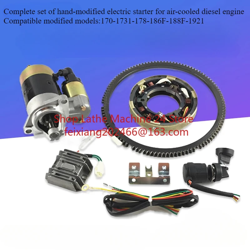 

Electric Start Conversion Kit For Yanmar 170F173F178F186F188F Diesel Engines Starter Motor