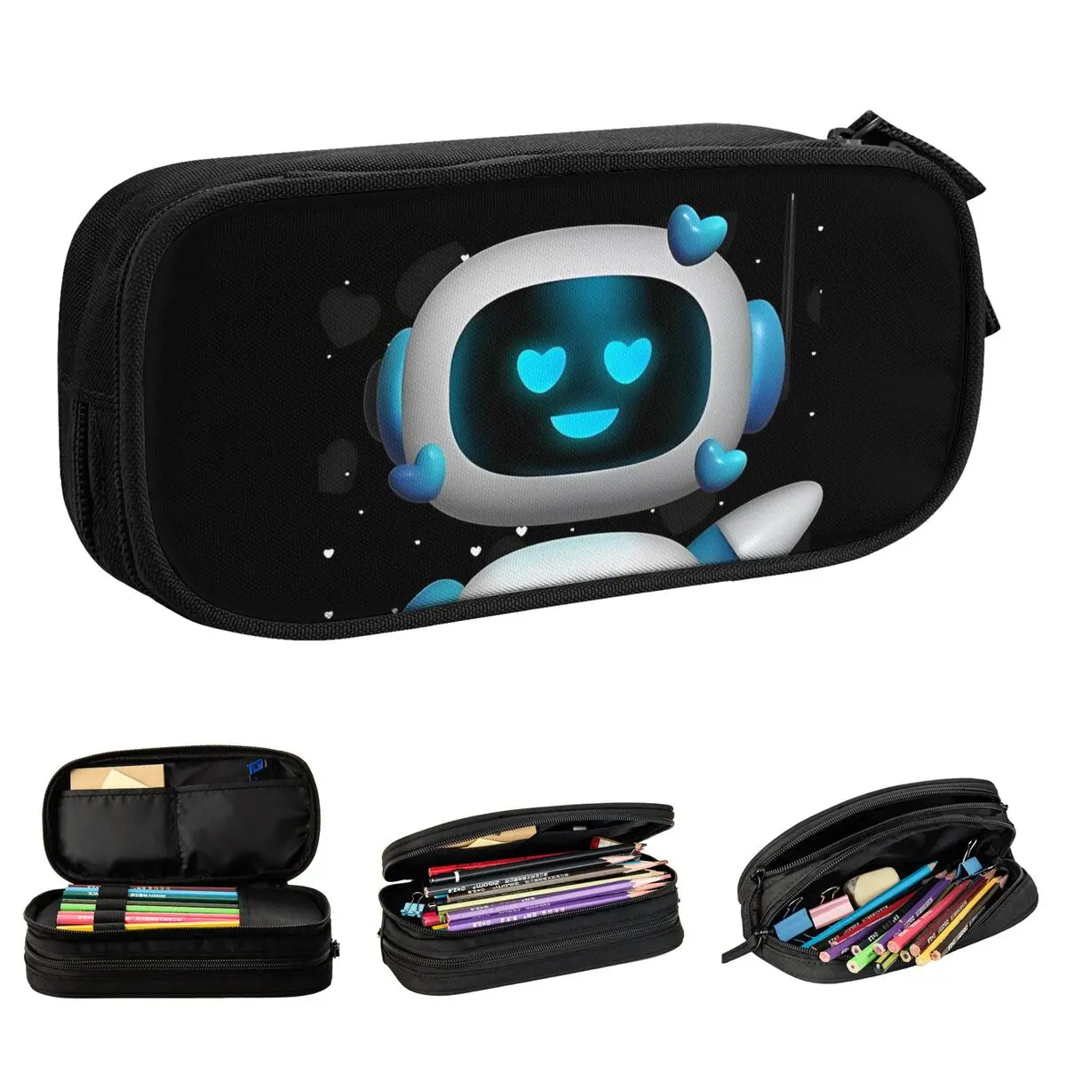 Love Robot Astrobot Pencil Case Cute Astro Bot Pen Bag Student Large Storage Students School Gift Pencilcases