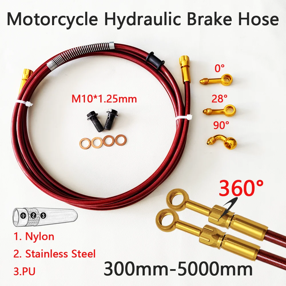 

AN3 Transparent Red Braided Brake Hose Motorcycle Hydraulic Clutch Tube Master Cylinder Brake Oil DOT Pipe Reinforced Racing