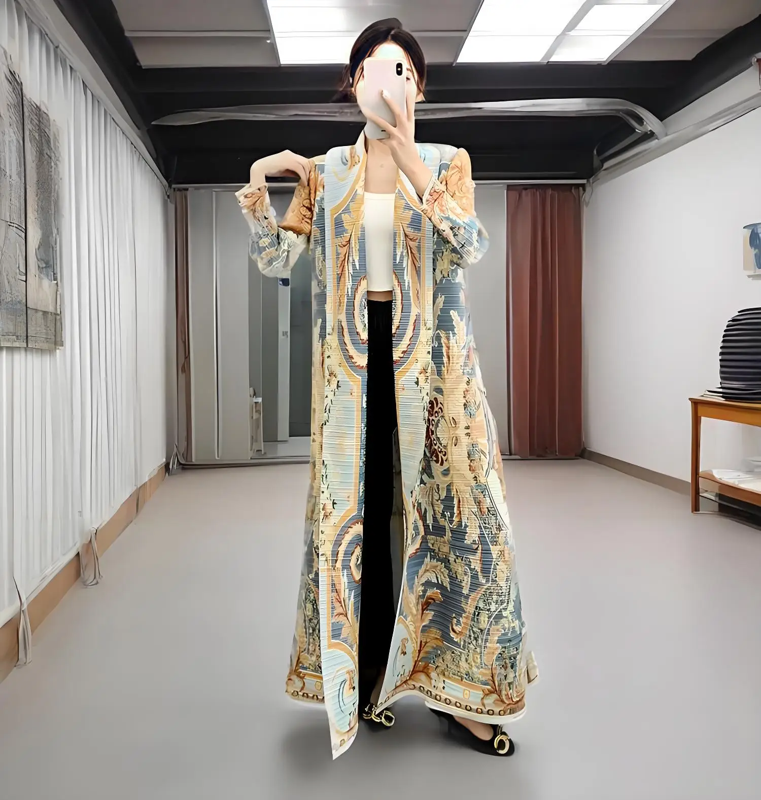 

Miyake 2025 New Pleated Middle Eastern Robe Loose Fashion Foreign Style Versatile Temperament Commuter Large Size Loose Coat
