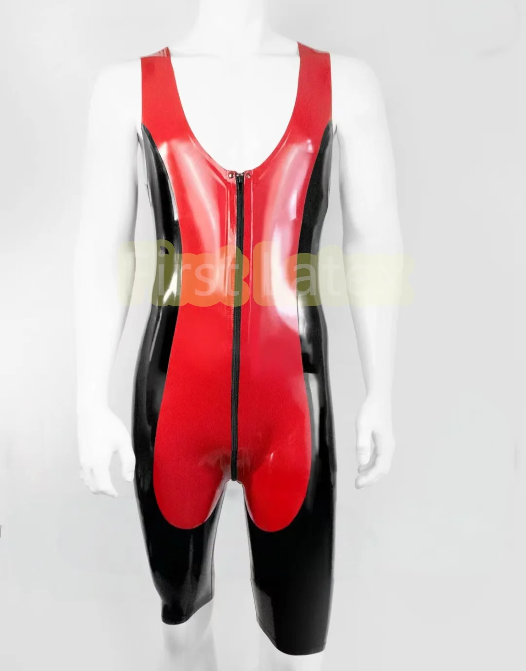 

New Latex Natural Rubber Uniform Black And Red Customize Bodysuits Erotic Leotard Fetish Men's Latex Wrestler Suit