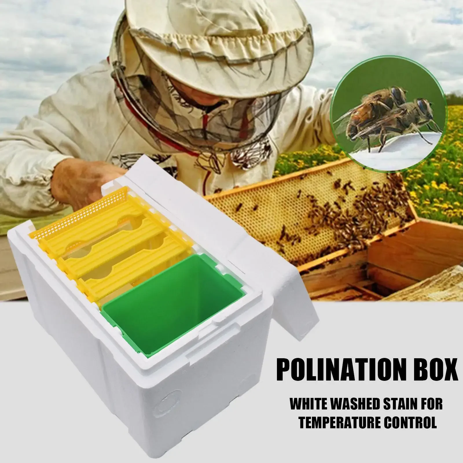 

Bee Hive Foam Beekeeping Box King Beehive Garden Bee Hive Pollination Box Nest Harvest Queen Bee Mating Hive Beekeeper Supplies