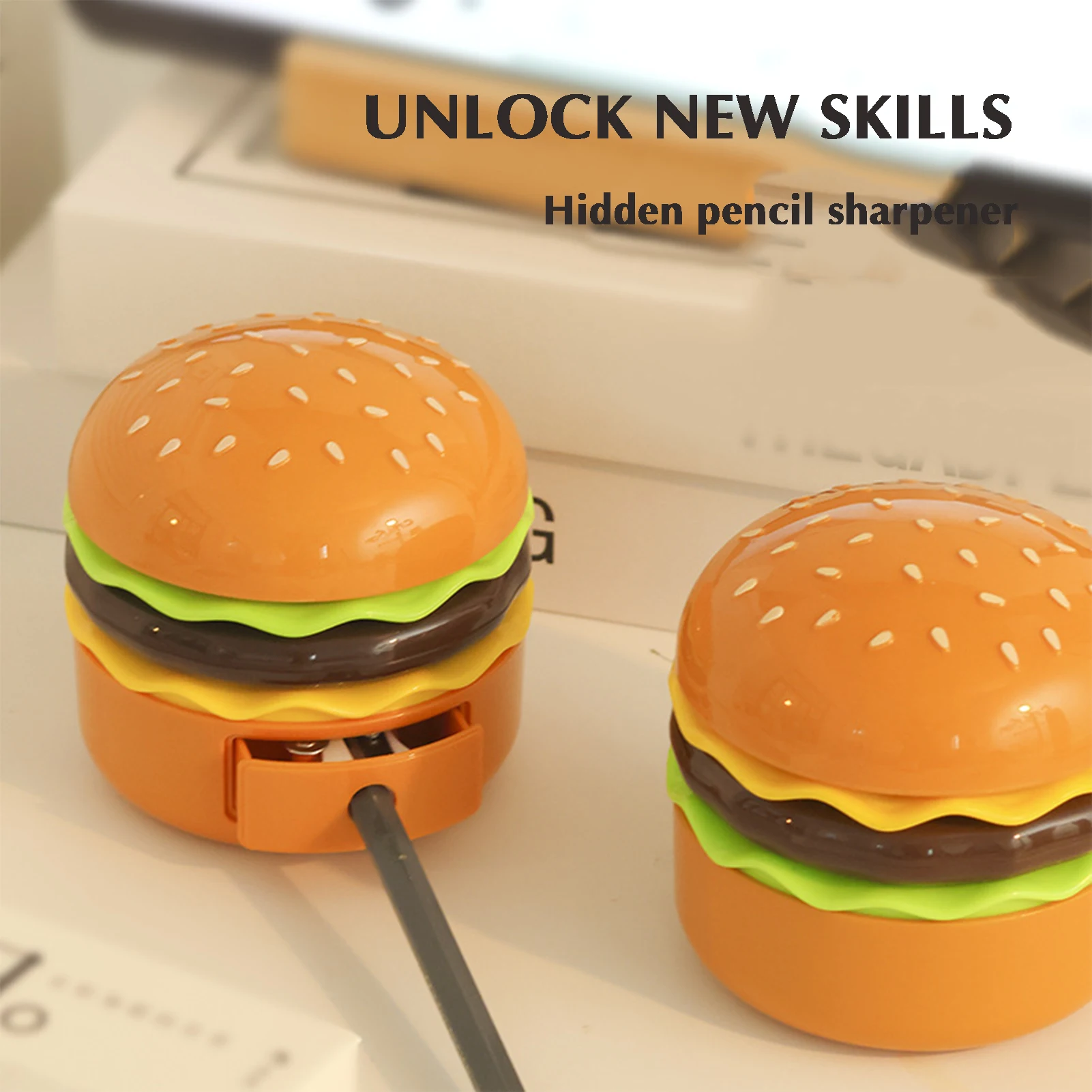 Lampada da tavolo a LED a forma di Hamburger con temperamatite lampada da tavolo da lettura regalo di compleanno per neonati bambini ragazze ragazzi