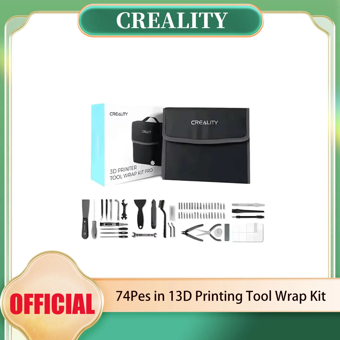 Creality Official 74Pcs 3D Printer Tool Kit Bag Pro for 3D Print Removing Repairing Filament Cutting Cleaning Needles Nose Plier