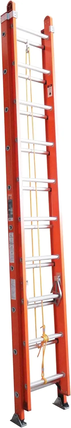 20' Fiberglass Extension Ladder, 20-Foot, Strong Load Capacity, Orange