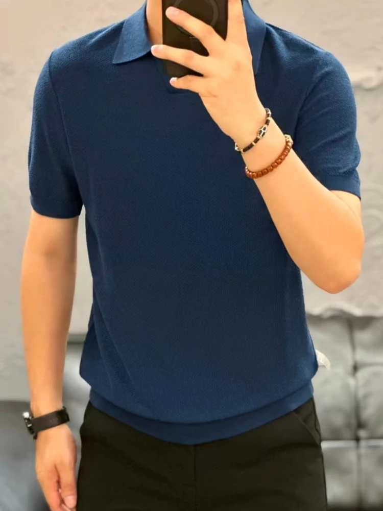 

Fall Men's New 3602 Comfortable High-Quali Faionable Knitted ort Sve irt Collar Busin Casual Trendy Antibacterial