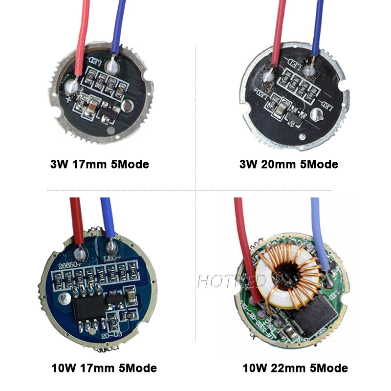 3W 10W 20W LED XPE XRE T6 XML2 XHP50 20mm Cold White Beads+Torch Flashlight Current Driver Set DC3.7V 12V 17mm 20mm 22mm 5 Modes