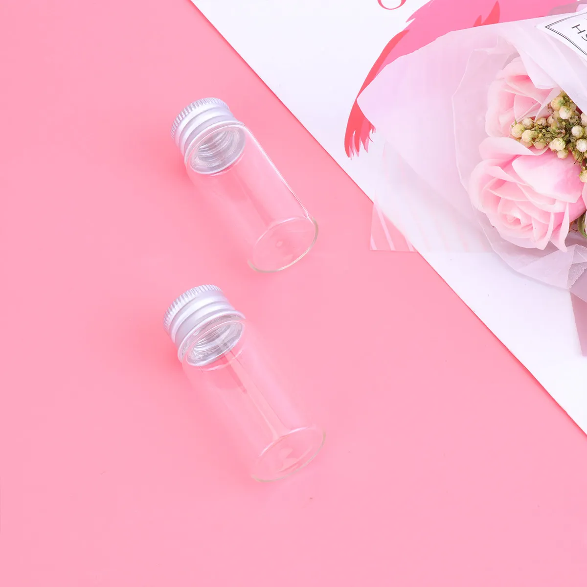 20Pcs Transparent Glass Bottles Mini Storage Containers Sealed Lid DIY Wish Bottle Pendant Perfume Gift Decoration