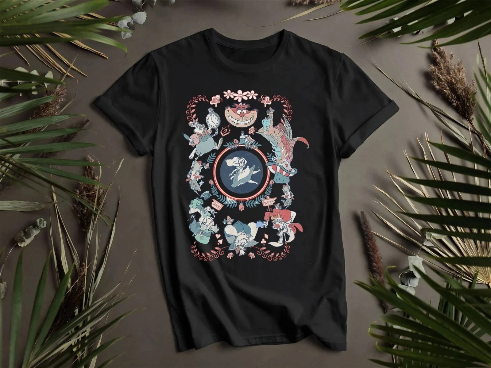 

Летняя мужская футболка Disney «Алиса в стране чудес», повседневная одежда для отдыха и тематических занятий, унисекс, хлопковая, с короткими рукавами, большого размера