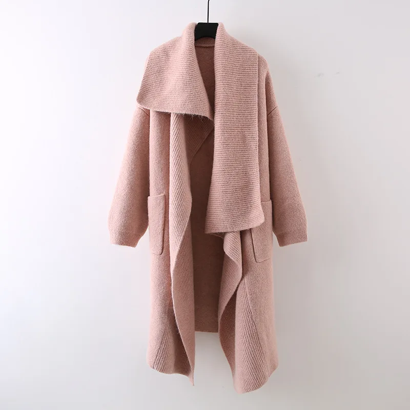 

SuperAen Korean Style Lapel Knitted Cardigan Jacket 2024 Autumn and Winter New Thickened Sweater Coat